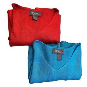 Designs Lane Bryant Sweater Bundle Womens 22/24 VNeck Short Sleeve Acrylic Tunic